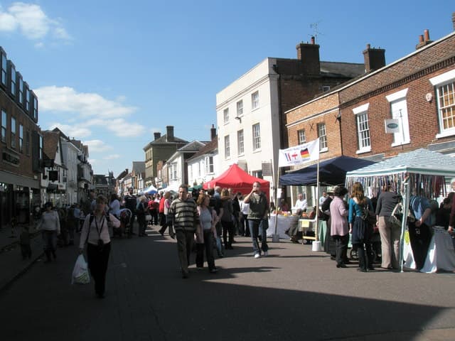 Street market stalls in Petersfield High Street